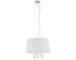 Abażurowa LAMPA wisząca LUISA MDM1935 3 W Italux dekoracyjna OPRAWA plisowana z kryształkami organza okrągła crystal biała