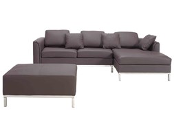 Nowoczesna sofa wraz z pufą ze skóry naturalnej L brąz - kanapa OSLO