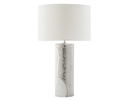 Nowoczesna lampka nocna - lampa stojąca biało-srebrna - AIKEN