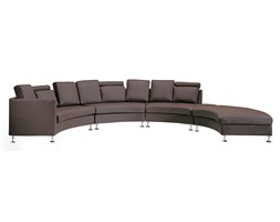 Półokrągła skórzana sofa kanapa brązowa 8 miejsc siedzących ROTUNDE