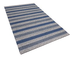 Dywan niebiesko-szary - 140x200 cm - wełna - chodnik - kilim - PATNOS