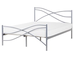 Łóżko srebrne - 160 x 200 cm - metalowe - ze stelażem - VELA
