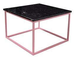 Czarny stolik kawowy z blatem z marmuru Nero Marquina. Wymiar blatu 72x72cm