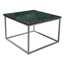 Niski stolik kawowy mamurowy - blat z zielonego marmuru Verde Guatemala. Wysokość 42cm