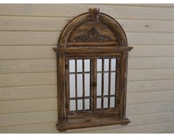 LUSTRO DREWNIANE BRĄZOWE OKIENKO SHABBY CHIC