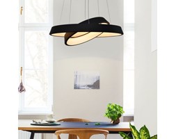 MCODO :: Designerska lampa wisząca LED Orbit RP2 z podwójnym ringiem czarna z ciepłą barwą 3000K
