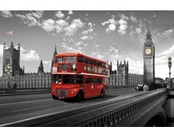 Westminster Bridge - Londyn - Czerwony Autobus - plakat