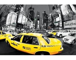 Nowy Jork Godziny Szczytu Times Square Żółte Taxi - plakat