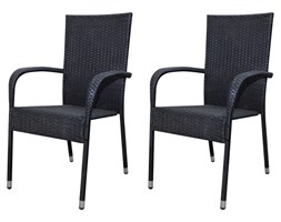 vidaXL Krzesło ogrodowe, 2 szt., rattan PE, czarny