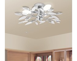 vidaXL Lampa sufitowa białymi i bezbarwnymi listkami, 3 żarówki E14