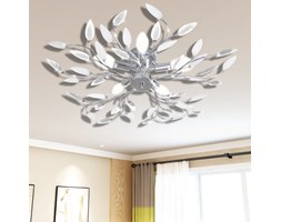 vidaXL Lampa sufitowa z akrylowymi kryształowymi liścmi biel 5 x E14 żarówka