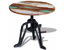 vidaXL Stolik boczny okrągły z drewna odzyskanego z żelazną ramą 60x(42-63) cm