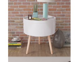 vidaXL Okrągły stolik z tacą 39,5x44,5 cm biały