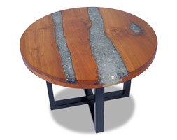 vidaXL Stolik kawowy z drewna tekowego i żywicy, okrągły 60 cm