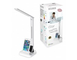 Lampka biurkowa ze stacją dokującą LED iSTAR white NILSEN ładowarka 2 in1 -