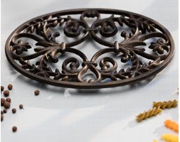 Dekoria Podstawka pod garnek Rosette black 23,5x15,5x1,8cm, 23,5 × 15,5 × 1,8 cm