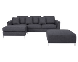 Sofa szara - sofa narożna P - tapicerowana - sofa z pufą - OSLO