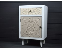 SZAFKA DREWNIANA STOLIK BIAŁY SHABBY RETRO SZUFLADY