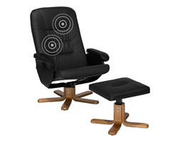 Fotel czarny ekoskóra funkcja masażu z podnóżkiem RELAXPRO