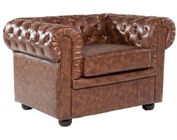 Fotel złoty brąz skóra ekologiczna CHESTERFIELD