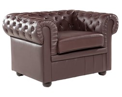 Fotel ze skóry - CHESTERFIELD brązowy