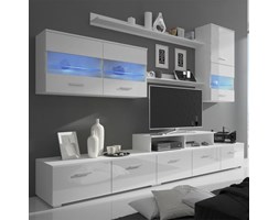 vidaXL Zestaw mebli TV z podświetleniem LED 250 cm biały na wysoki połysk