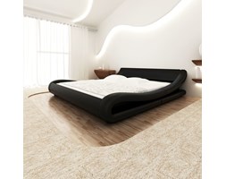 vidaXL Łóżko ze sztucznej skóry z materacem Memory Foam 140 x 200 cm zaokrąglone, czarne