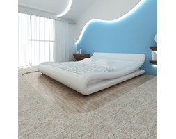 vidaXL Łóżko ze sztucznej skóry z materacem Memory Foam 140 x 200 cm zaokrąglone, białe
