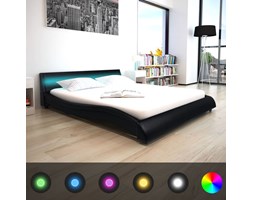 vidaXL Łóżko ze sztucznej skóry z materacem Memory Foam i pasem LED 160 x 200 cm czarne