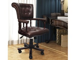vidaXL Skórzany fotel kapitana Chesterfield brązowy