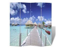 vidaXL Parawan (160 x 180) z motywem plaży, dwustronny