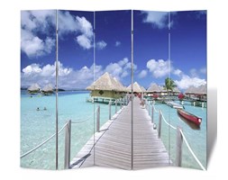 vidaXL Parawan (200 x 180) z motywem plaży, dwustronny