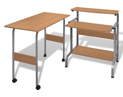 vidaXL Zestaw biurko komputerowe + stół (Brązowe)