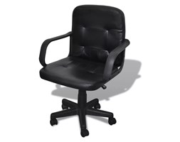 vidaXL Fotel biurowy skórzany (59 x 51 x 81-89 cm) Czarny