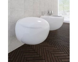vidaXL Toaleta podwieszana i bidet, biała ceramika, zestaw