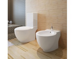 vidaXL Miska klozetowa i bidet, zestaw, biała ceramika