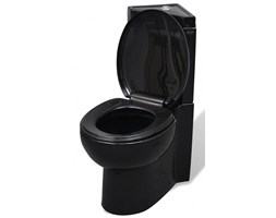 vidaXL Ceramiczna muszla klozetowa narożna czarna