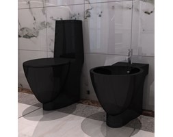 vidaXL Czarna ceramiczna muszla klozetowa oraz bidet