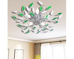 vidaXL Lampa sufitowa z akrylowymi kryształowymi liśćmi zieleń+biel 5 x E14