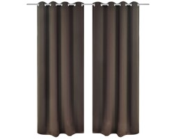 vidaXL Brązowe zasłony zaciemniające z metalowymi otworami x2 135 x 245 cm