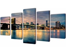 vidaXL Zestaw obrazów Canvas 200 x 100 cm Rzeka z Mostem Brooklińskim