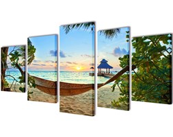 vidaXL Zestaw obrazów Canvas 200 x 100 cm Plaża i Hamak