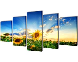 vidaXL Zestaw obrazów Canvas 200 x 100 cm Słoneczniki