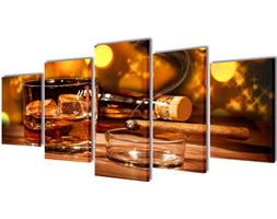 vidaXL Zestaw obrazów Canvas 200 x 100 Whiskey i cygaro