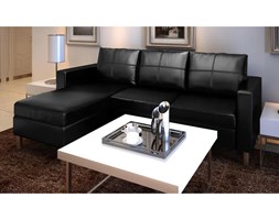 vidaXL Sofa 3-osobowa, skóra syntetyczna, czarna
