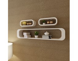 vidaXL 3 białe wiszące półki MDF Cube