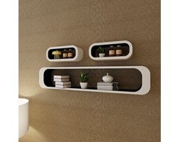 vidaXL 3 białe i czarne wiszące półki MDF Cube