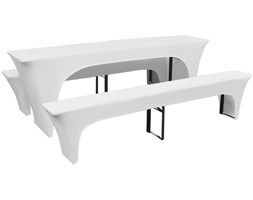 vidaXL 3 białe, rozciągliwe pokrowce na stół i ławki 220 x 70 x 80 cm