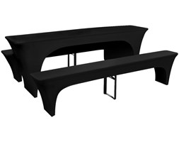 vidaXL 3 czarne, rozciągliwe pokrowce na stół i ławki 220 x 70 x 80 cm