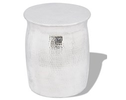 vidaXL Stolik kawowy/stołek z młotkowanego aluminium, kolor srebrny